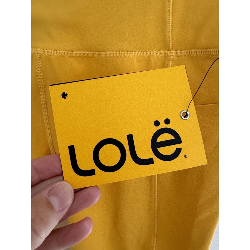 Lole Women Yellow High Waisted Pocketed Bike Shorts Activewear Sz XL - Picture 6 of 12